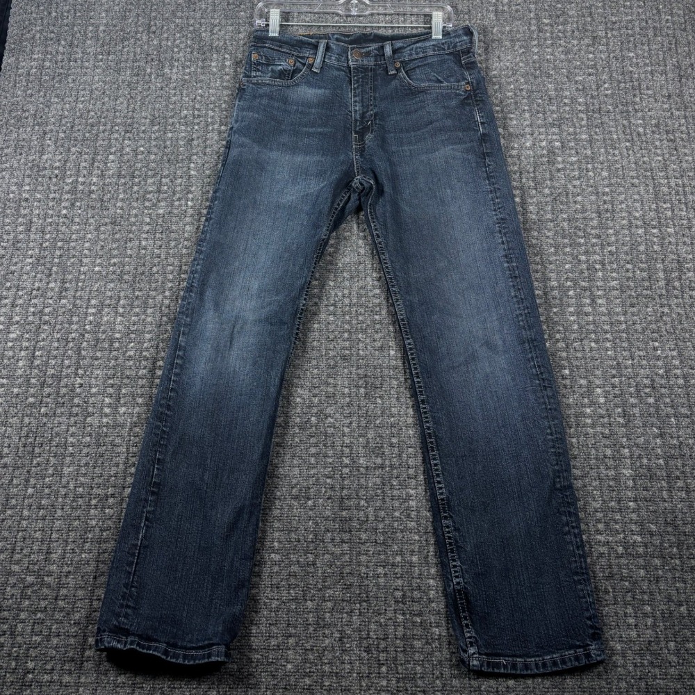 Levis 505 Regular Fit Straight Leg Jeans 30x30 Dark Wash Blue Stretch Denim